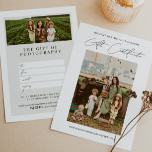Modern Minimalist Photography Gift Certificate