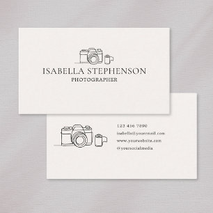 Modern Minimalist Photography Hand Drawn Camera Business Card