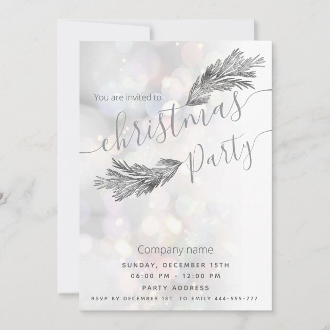 Modern minimalist pine branch corporate Christmas Invitation (Front)