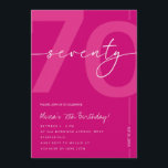 Modern Minimalist Pink 70th Birthday Party Invitation<br><div class="desc">Celebrate turning seventy in elegant style with this modern minimalist pink 70th birthday invitation. Designed with a clean and sophisticated layout, this stylish invitation is perfect for a chic milestone birthday celebration. The soft pink tones and minimalist typography create a modern look that is perfect for intimate gatherings, elegant parties,...</div>