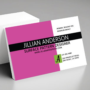 Modern Minimalist Pink and Black Business Card