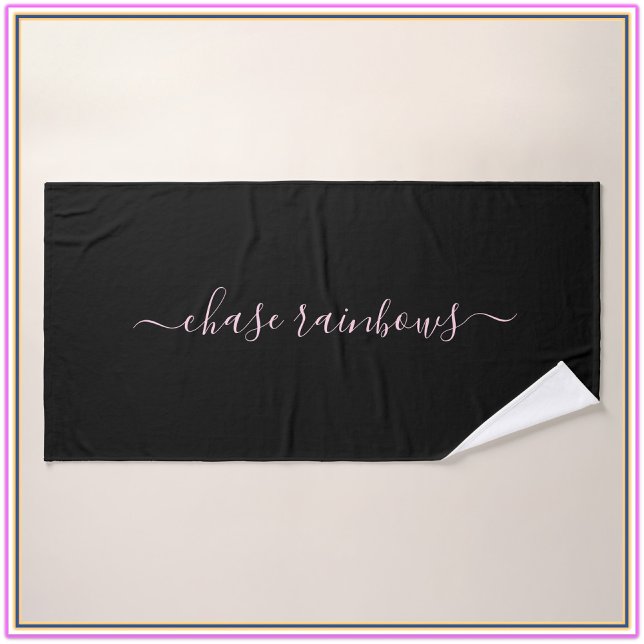Modern Minimalist Pink & Black CHASE RAINBOWS  Bath Towel Set (Creator Uploaded)