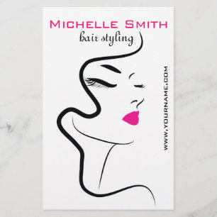 Modern Minimalist Pink Black Hair Beauty Salon  Flyer