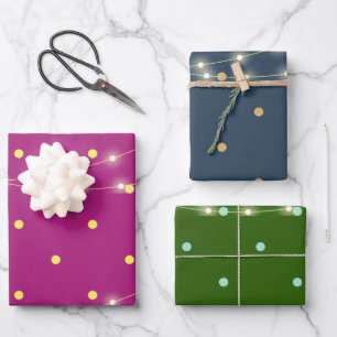 Modern Minimalist Pink Blue Green Wrapping Paper Sheet