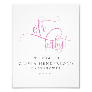 Modern Minimalist Pink Calligraphy Baby Shower Photo Print