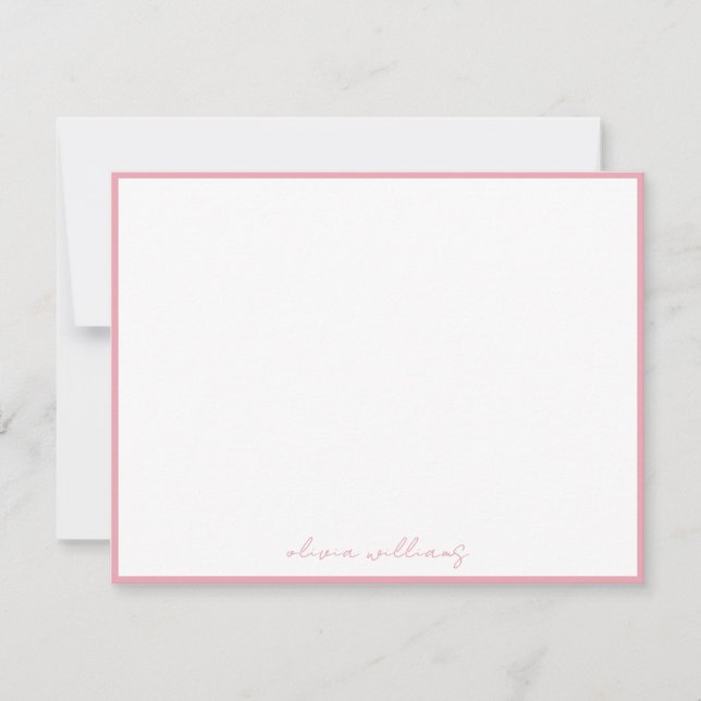 Modern Minimalist Pink Calligraphy Monogram Card (Front)