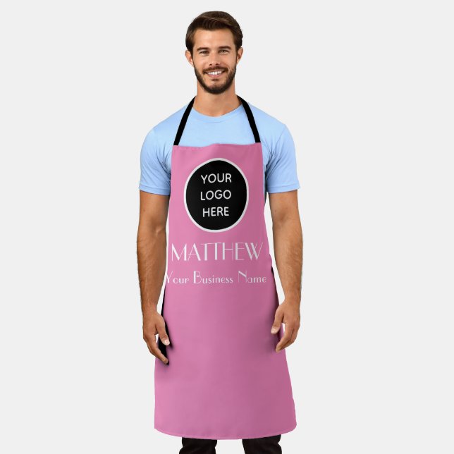 Modern Minimalist Pink Custom logo Modern  Apron (Worn)