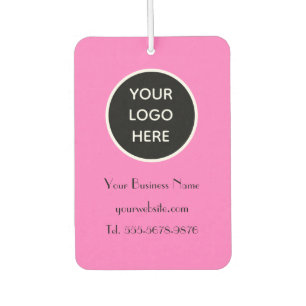 Modern Minimalist Pink Custom logo QR Code Car Air Freshener