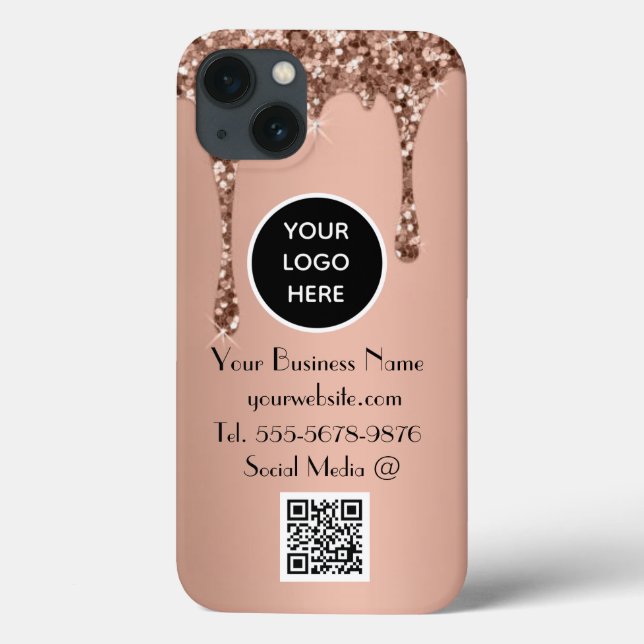Modern Minimalist Pink Drip Custom logo QR Code Case-Mate iPhone Case (Back)