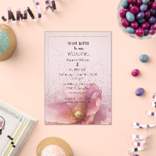 Modern Minimalist Pink Gold Wedding Acrylic Invitations