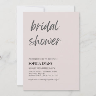 Modern Minimalist Pink Grey Bridal Shower Invitation