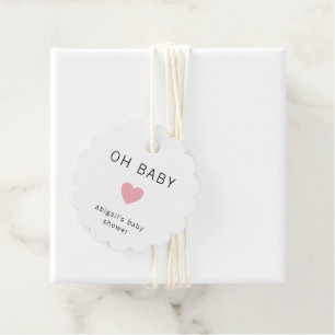 Modern Minimalist Pink Heart Cute Baby Shower Favour Tags