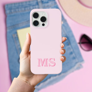 Modern Minimalist Pink Initial Monogram iPhone 16 Case