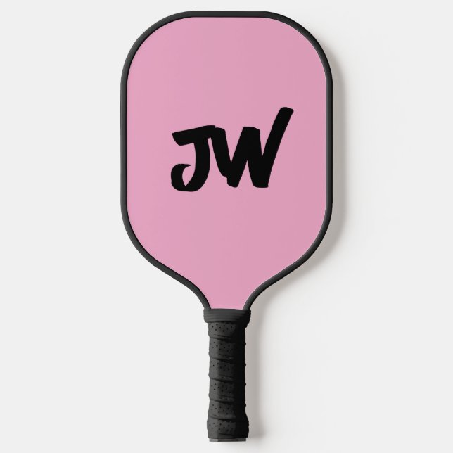 MODERN MINIMALIST PINK MONOGRAM  PICKLEBALL PADDLE (Front)