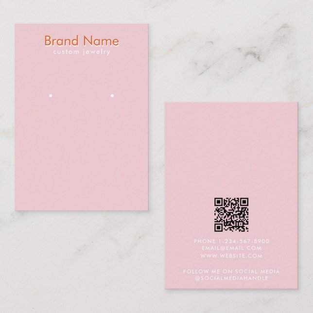 Modern Minimalist Pink Orange Jewelry Display Card (Front/Back)