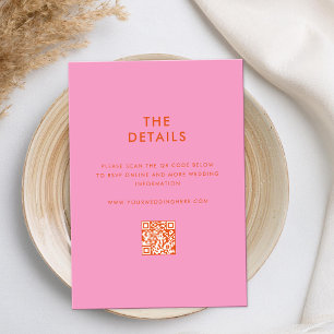 Modern Minimalist Pink Orange Wedding Enclosure Card