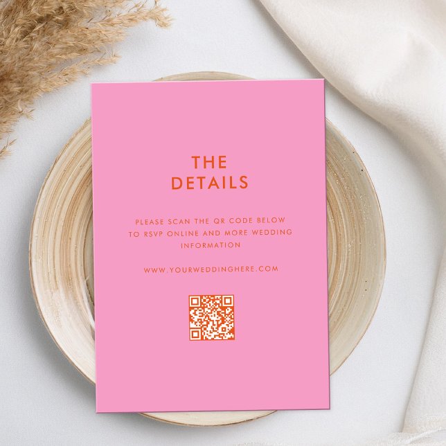 Modern Minimalist Pink Orange Wedding Enclosure Card (Creator Uploaded)