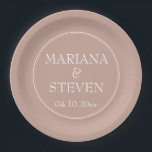 Modern Minimalist Pink Paper Plate<br><div class="desc">Modern wedding pink paper plates for your wedding reception,  rehearsal dinner and bridal shower in the border minimalist theme.</div>