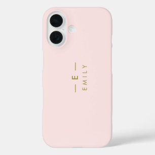 Modern Minimalist Pink Personalized iPhone 16 Case