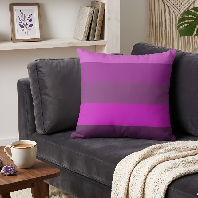 Modern Minimalist Pink & Purple Gradient Stripes Cushion (Creator Uploaded)
