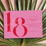 Modern Minimalist Pink Red 18th Birthday Invitation<br><div class="desc">Modern minimalist 18th birthday invitation featuring simple design with chic typography and elegant script.</div>