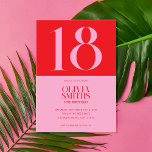 Modern Minimalist Pink Red 18th Birthday Invitation<br><div class="desc">Modern minimalist 18th birthday invitation featuring simple design with elegant chic typography in pink and red colour.</div>