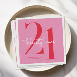 Modern Minimalist Pink Red 21st Birthday Napkin<br><div class="desc">Modern minimalist 21st birthday napkins featuring simple design with chic typography and elegant script.</div>