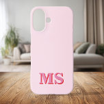 Modern Minimalist Pink Red Initial Monogram iPhone 16 Case<br><div class="desc">Create your own personalised iPhone Case with custom initial name in modern minimalist typography. Available in a variety of colours and styles.</div>