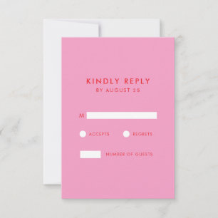 Modern Minimalist Pink Red Wedding  RSVP Card
