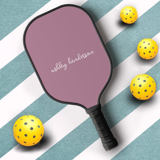 Modern Minimalist Pink Rose Monogrammed Womens Pickleball Paddle (Creator Uploaded)