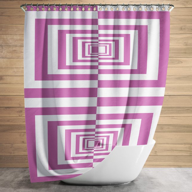 Modern Minimalist Pink  Shower Curtain (Modern Minimalist Pink Geometric Shower Curtain)