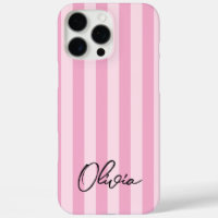 Modern Minimalist Pink Stripes Personalised Name