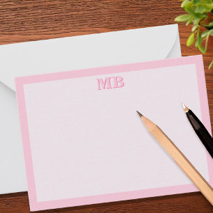 Modern Minimalist Pink Typography Initial Monogram Card