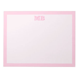Modern Minimalist Pink Typography Initial Monogram Notepad