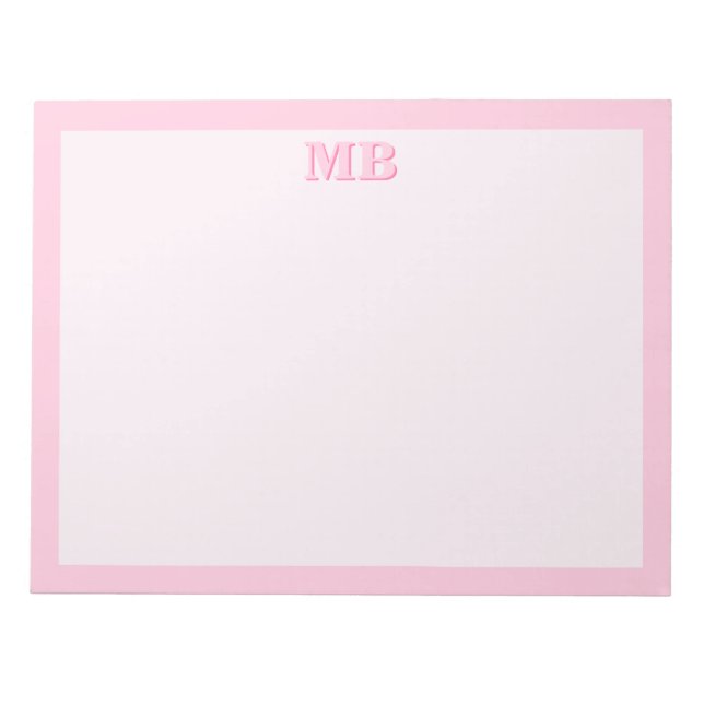 Modern Minimalist Pink Typography Initial Monogram Notepad (Front)