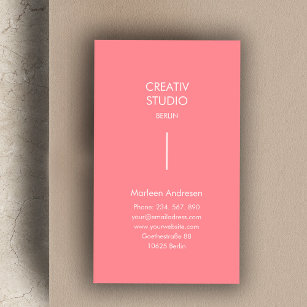 Modern Minimalist Pink White Business Card