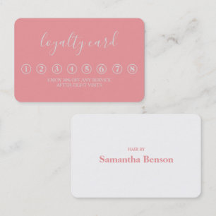 Modern Minimalist Pink & White Loyalty Card