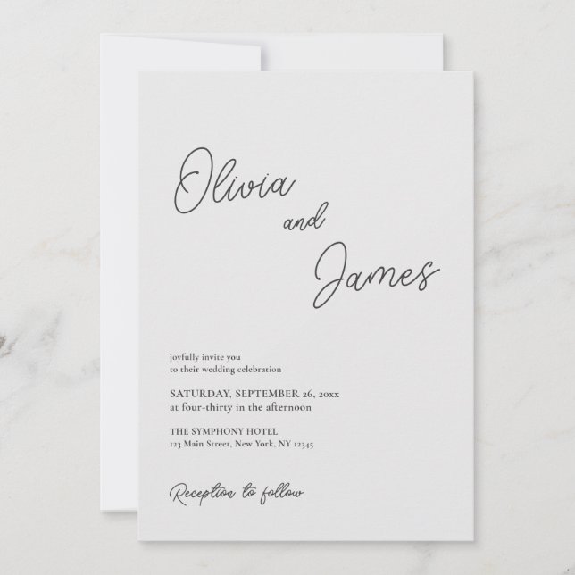 Modern Minimalist Pinstripe Wedding Invitation (Front)