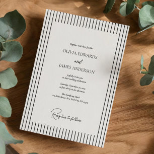 Modern Minimalist Pinstripe Wedding Invitation