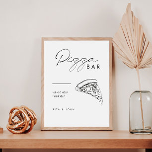 Modern Minimalist Pizza Bar Wedding Sign