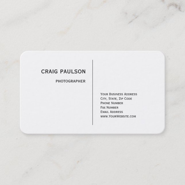 Modern Minimalist Plain Black White Business Card (Front)