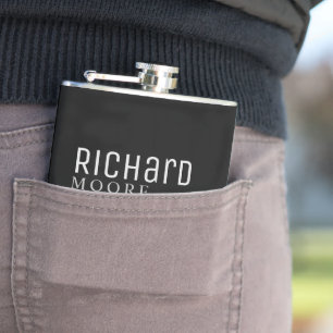 modern minimalist plain black white hip flask