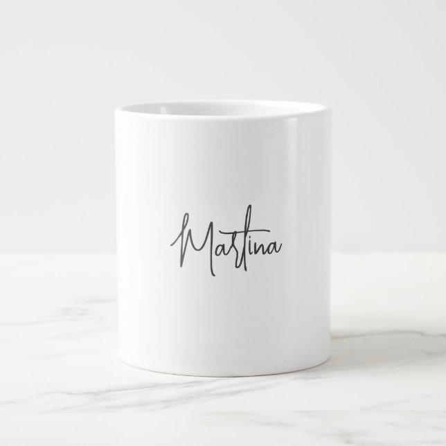 Modern Minimalist Plain Creative Calligraphy White Large Coffee Mug (Front)