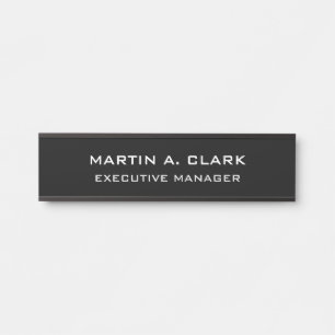 Modern Minimalist Plain Elegant Black & White Door Sign