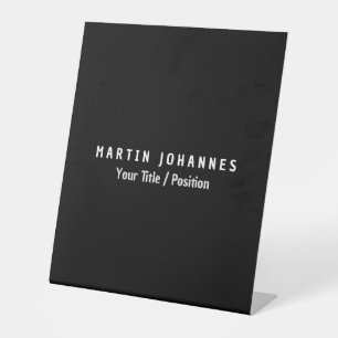 Modern Minimalist Plain Elegant Black & White Pedestal Sign