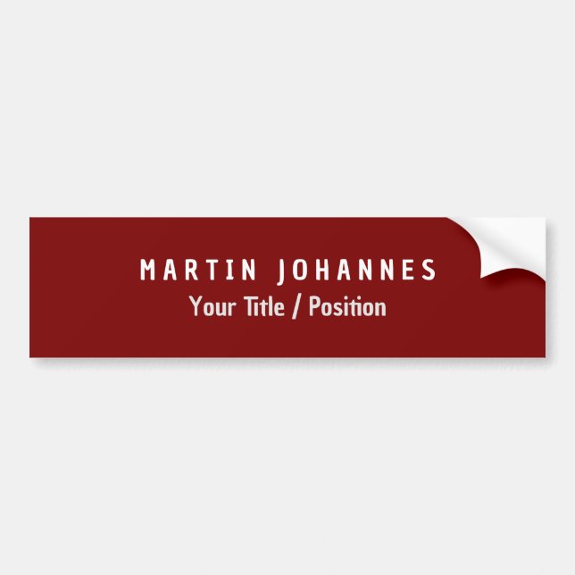 Modern Minimalist Plain Elegant Deep Red Bumper Sticker (Front)