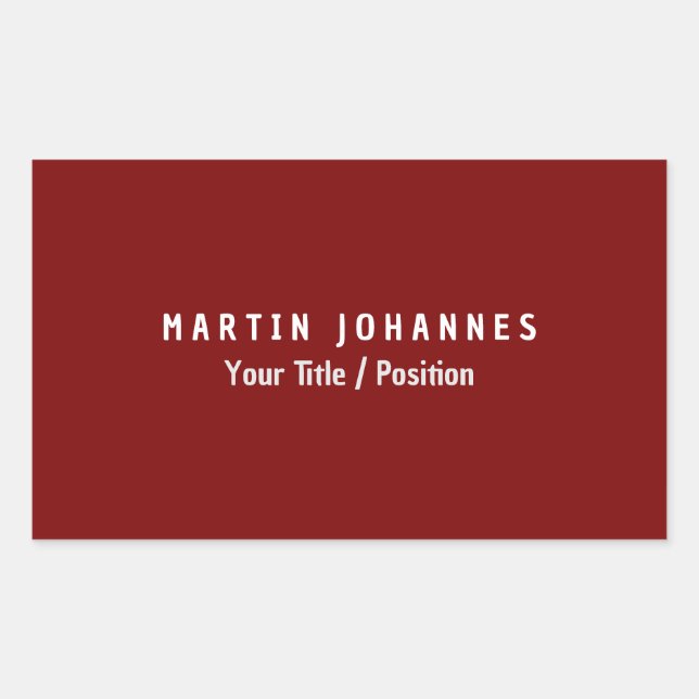 Modern Minimalist Plain Elegant Deep Red Rectangular Sticker (Front)