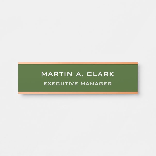 Modern Minimalist Plain Elegant Forest Green Door Sign (Front)