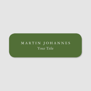 Modern Minimalist Plain Elegant Forest Green Name Tag
