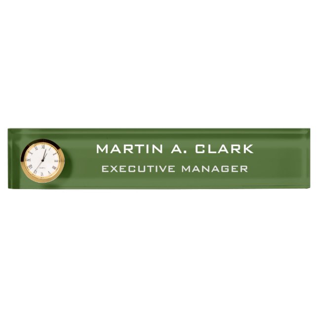 Modern Minimalist Plain Elegant Forest Green Nameplate (Front)